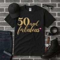 50 and Fabulous Long Sleeve Shirt - 50th Birthday, WoM.e.n.s Tall T-Shirt thumb 3