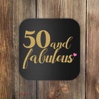50 and Fabulous Long Sleeve Shirt - 50th Birthday, WoM.e.n.s Coaster thumb 0