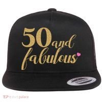 50 and Fabulous Long Sleeve Shirt - 50th Birthday, WoM.e.n.s Flat Bill Trucker Hat thumb 0