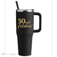 50 and Fabulous Long Sleeve Shirt - 50th Birthday, WoM.e.n.s 40oz Vacuum Insulated Stainless Steel Travel Tumbler thumb 0