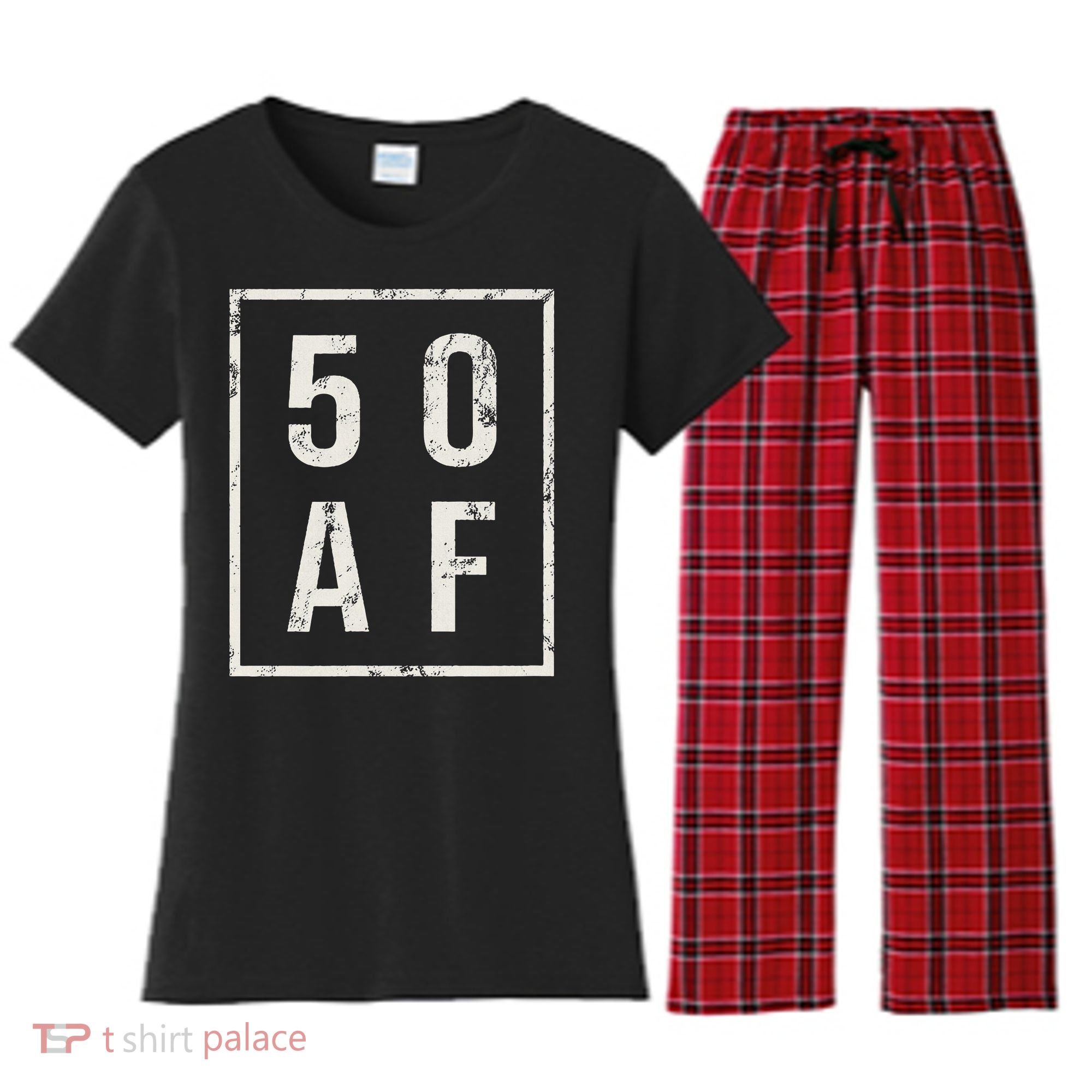 50 AF Funny 50th Birthday Fiftieth Birthday Women's Flannel Pajama Set