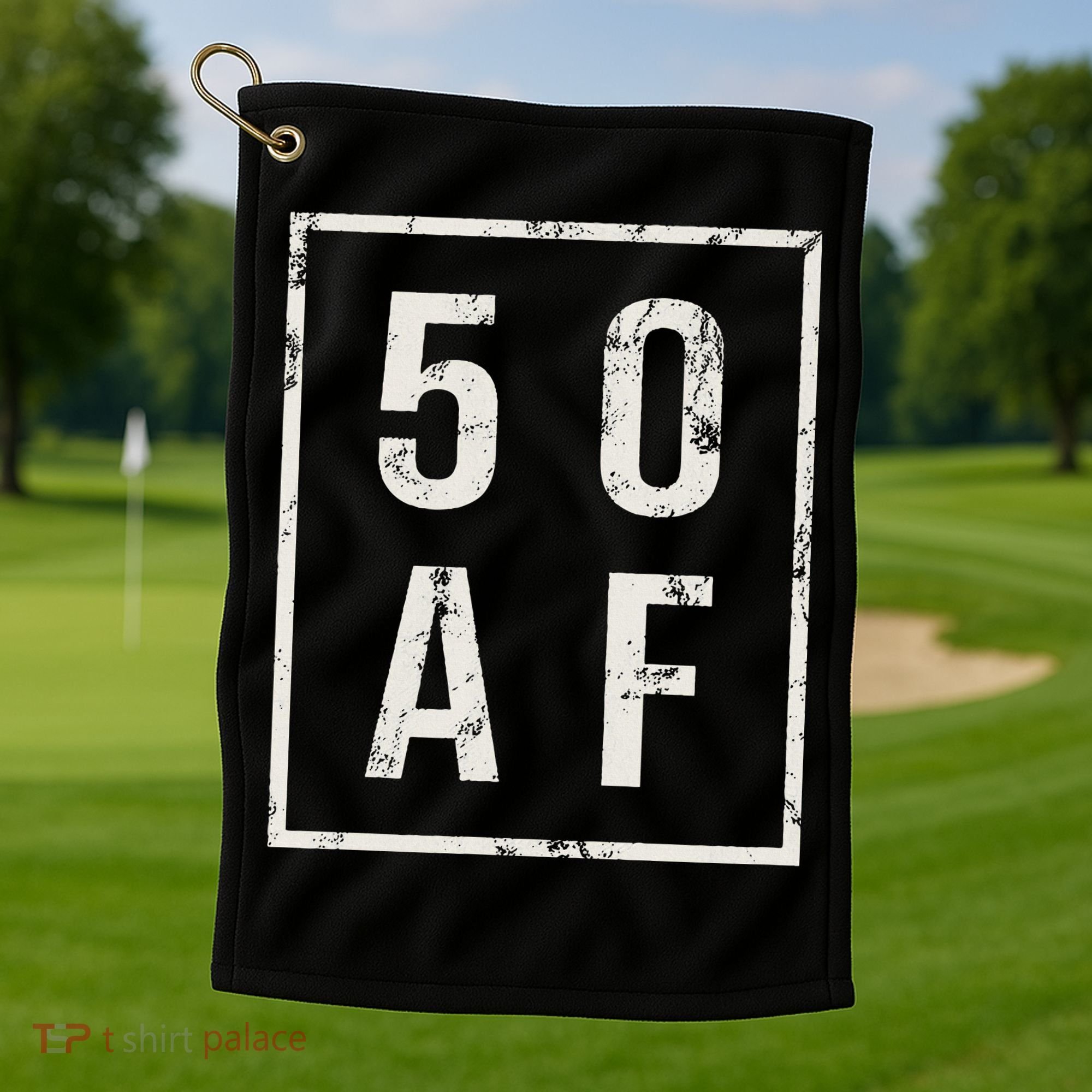 50 AF Funny 50th Birthday Fiftieth Birthday Golf Towel