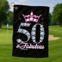 50 and Fabulous 50th Birthday Shirt For Wo Golf Towel thumb 1