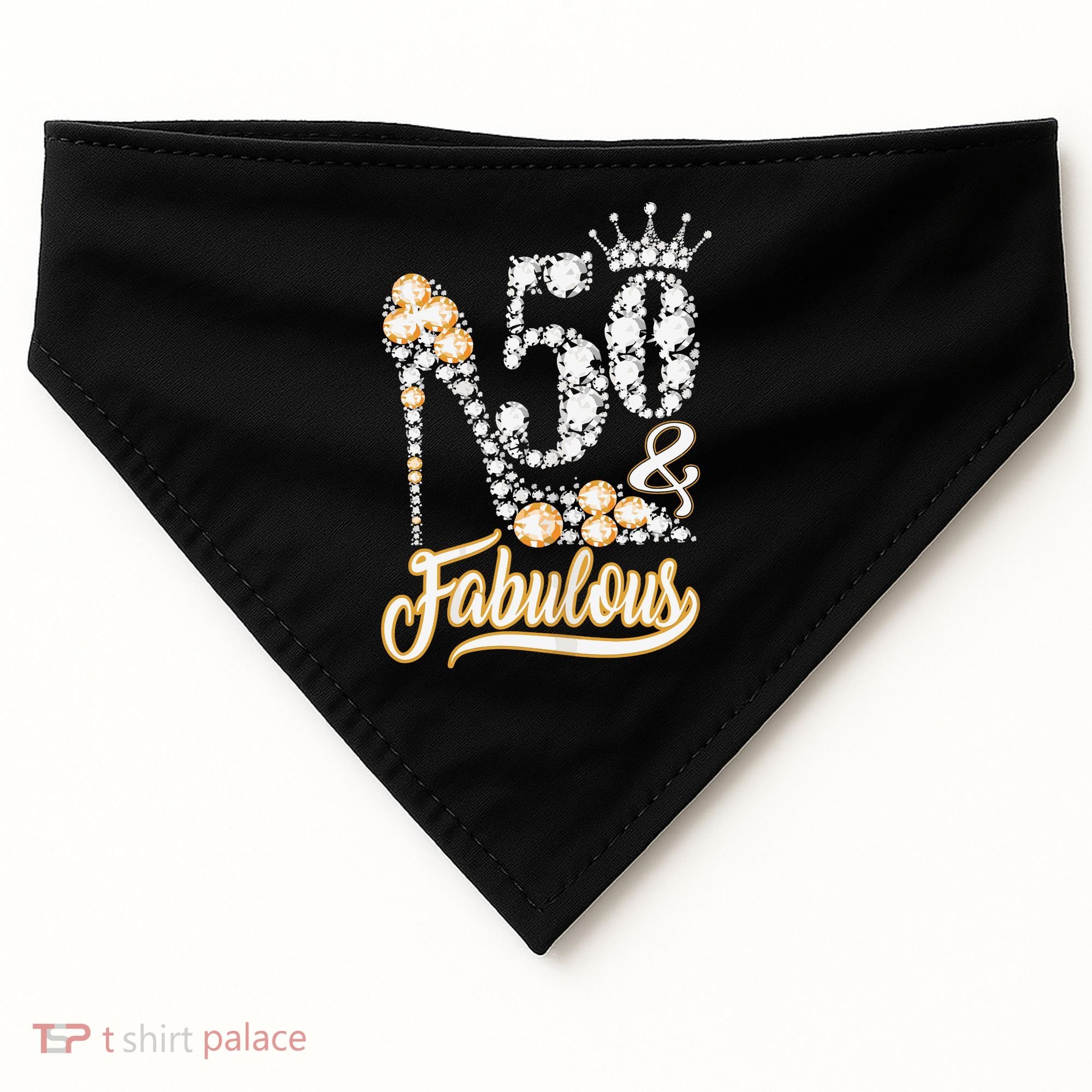 50 And Fabulous 50th Birthday Diamond Gift For Women USA-Made Doggie Bandana