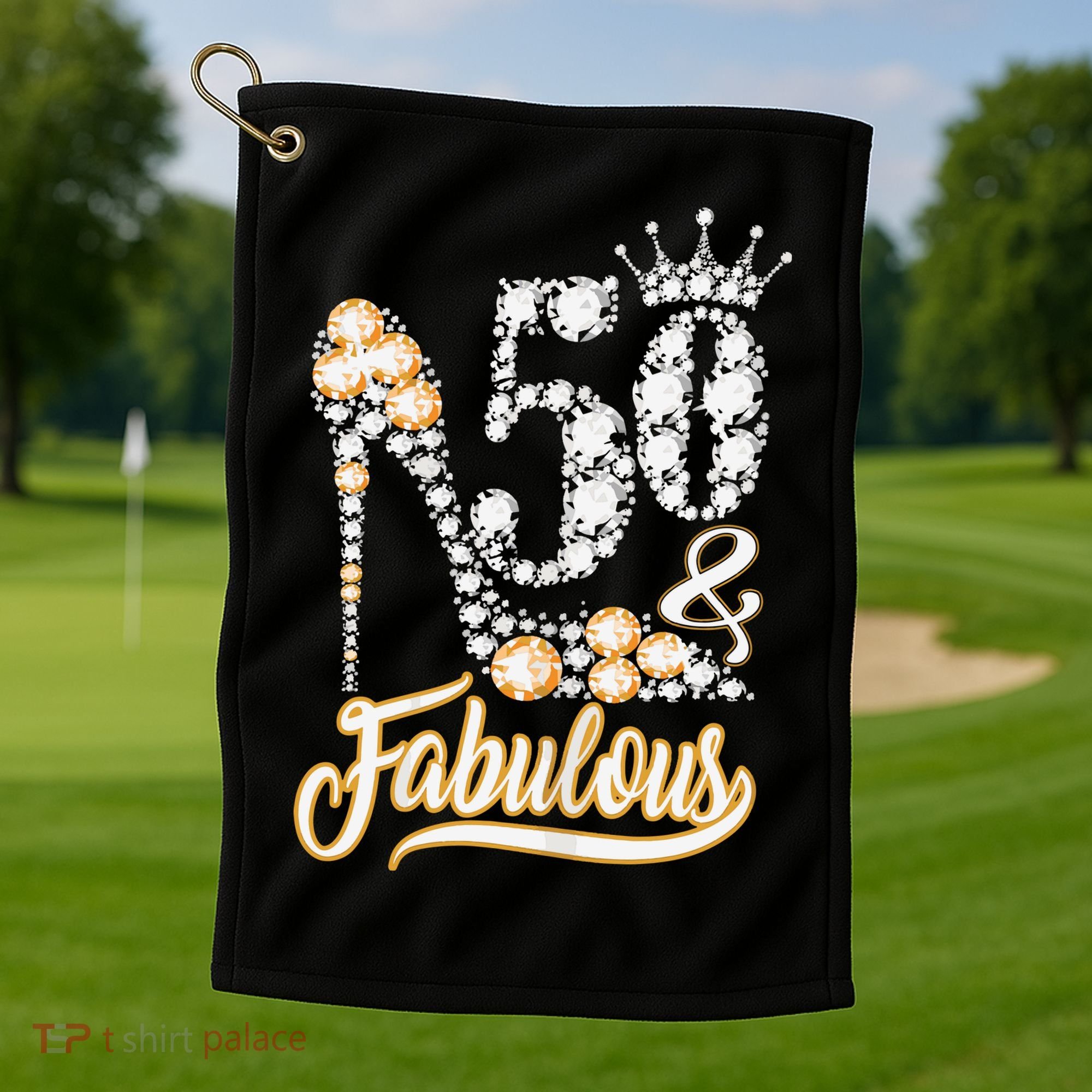 50 And Fabulous 50th Birthday Diamond Gift For Women Golf Towel