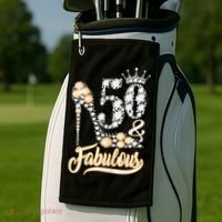 50 And Fabulous 50th Birthday Diamond Gift For Women Golf Towel thumb 2