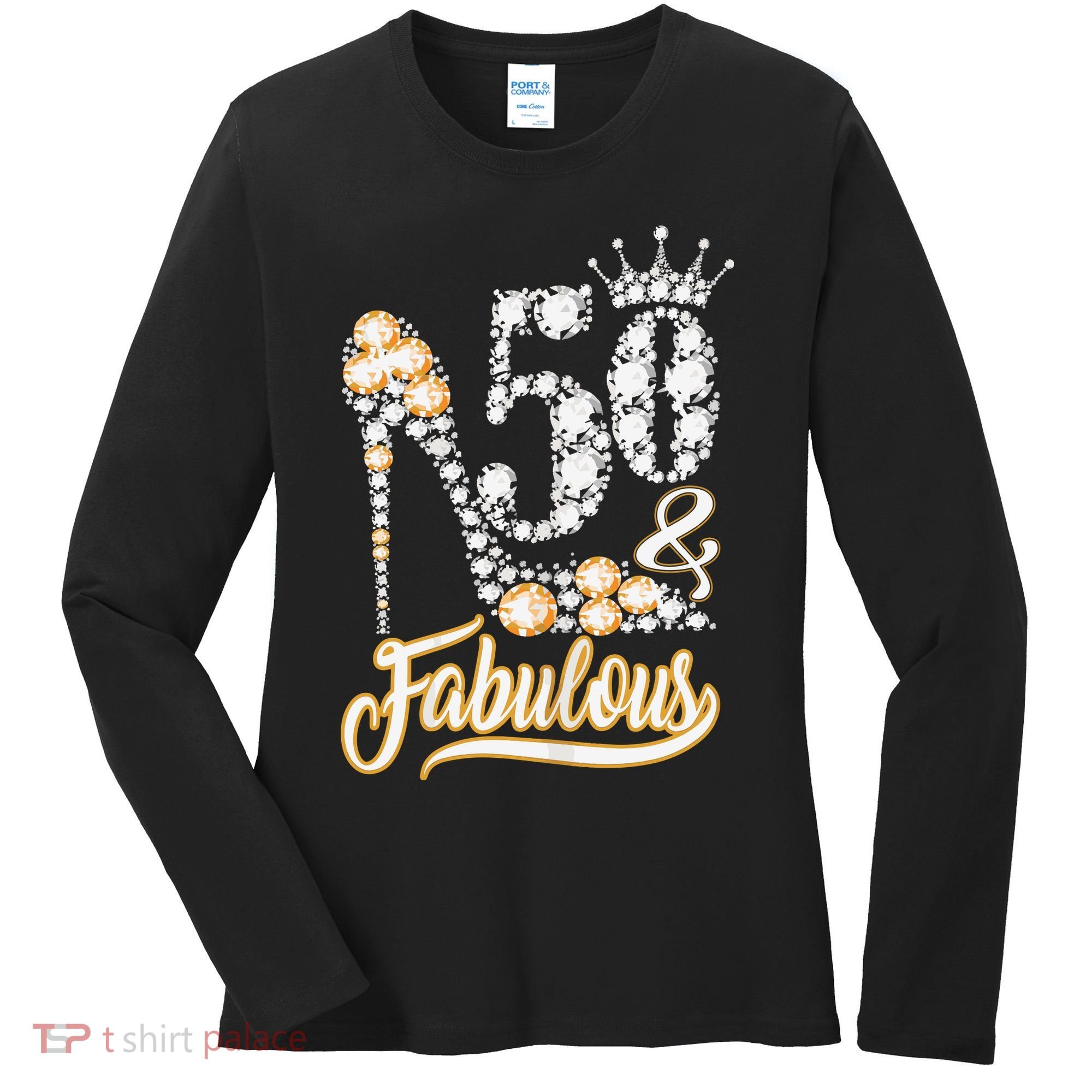 50 And Fabulous 50th Birthday Diamond Gift For Women Women's Long Sleeve Shirt