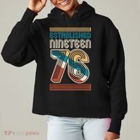 50th Birthday 1976 Established Nineteen 76 Ladies Heavyweight Boxy Pullover Hoodie thumb 0