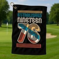 50th Birthday 1976 Established Nineteen 76 Golf Towel thumb 1
