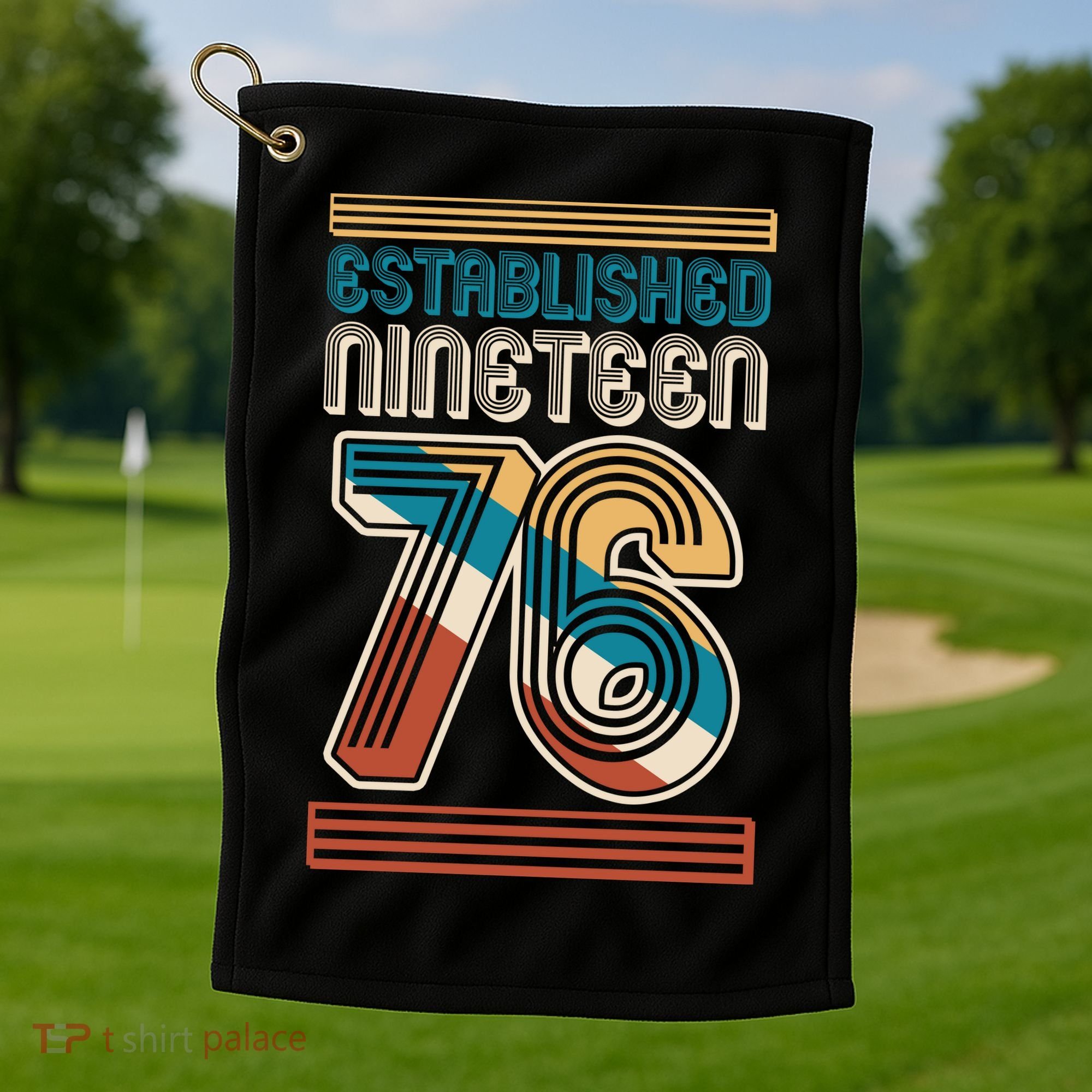 50th Birthday 1976 Established Nineteen 76 Golf Towel