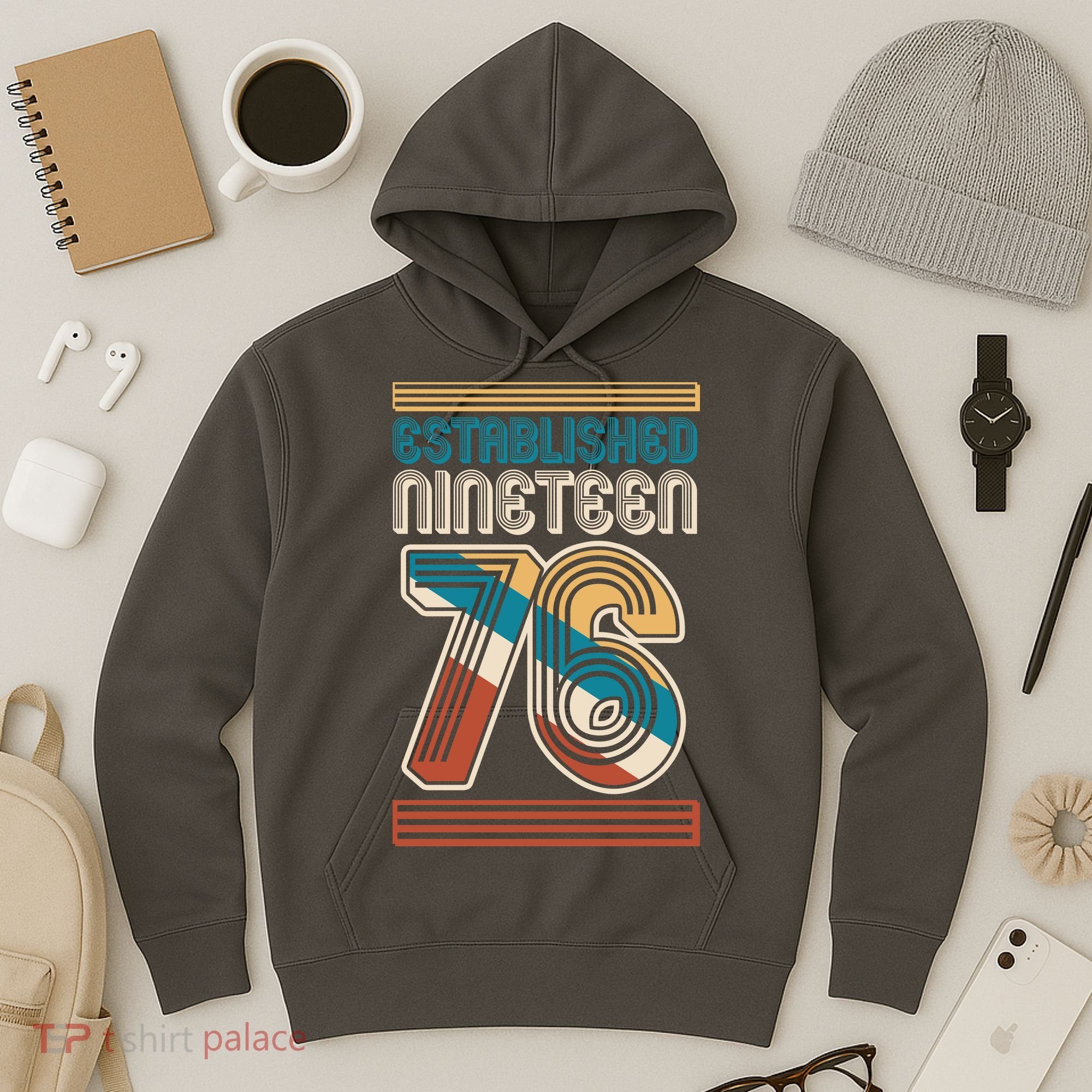 50th Birthday 1976 Established Nineteen 76 Hoodie