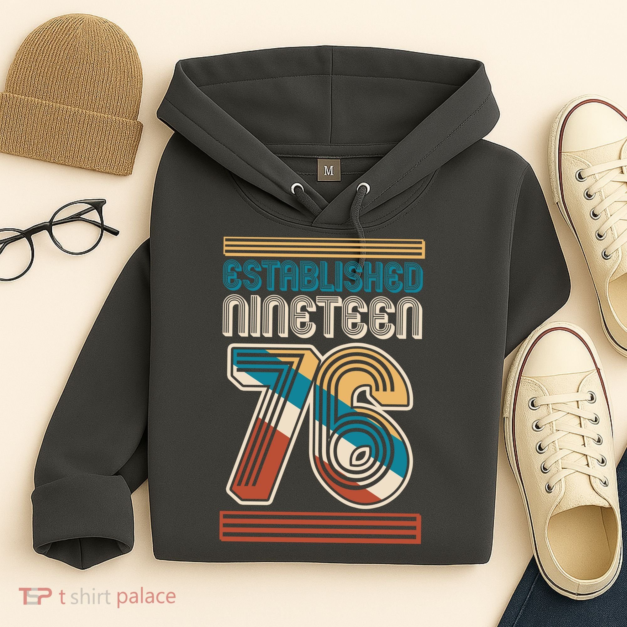50th Birthday 1976 Established Nineteen 76 Hoodie
