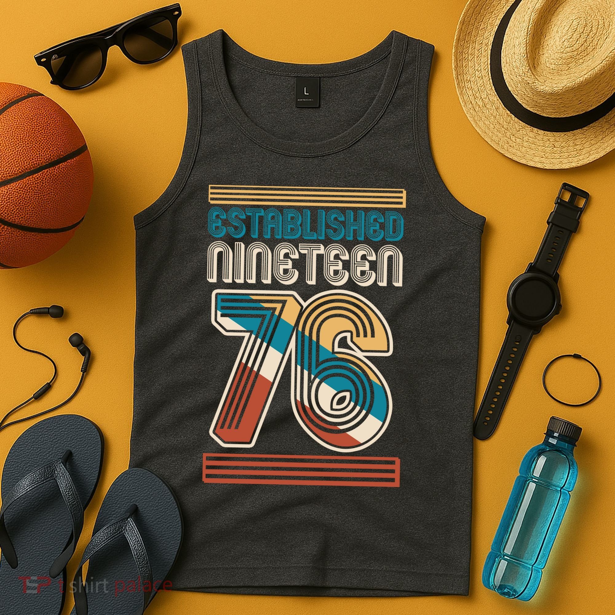50th Birthday 1976 Established Nineteen 76 Tank Top