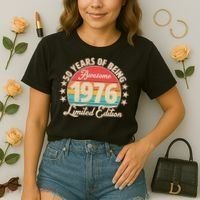 50th Birthday 50 Years Of Being Awesome 1976 Limited Edition Comfort Colors Boxy T-Shirt thumb 2
