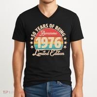 50th Birthday 50 Years Of Being Awesome 1976 Limited Edition V-Neck T-Shirt thumb 2