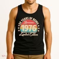 50th Birthday 50 Years Of Being Awesome 1976 Limited Edition Tank Top thumb 3