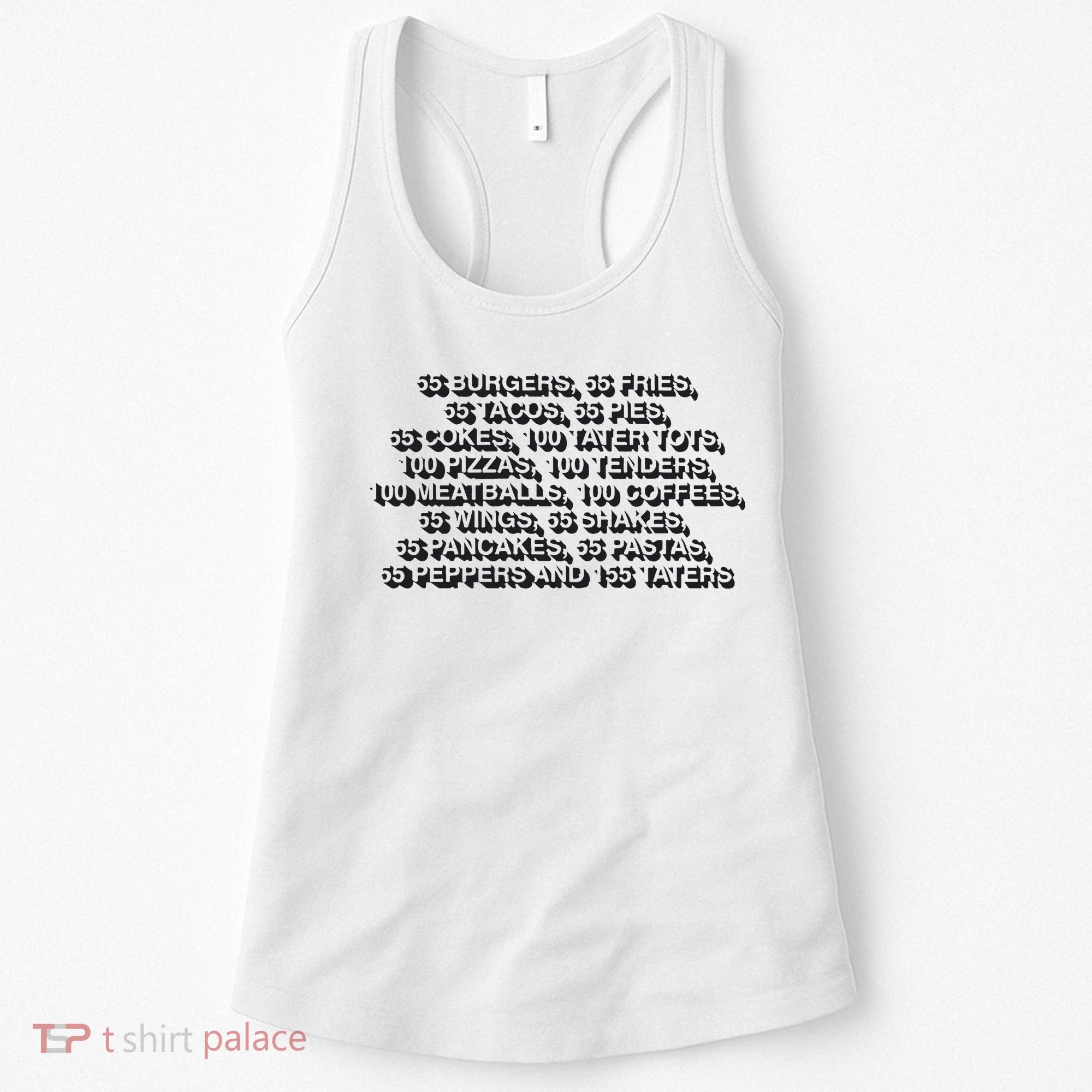 55 Burgers 55 Fries 55 Tacos 55 Pies 55 Cokes Women's Tank Top
