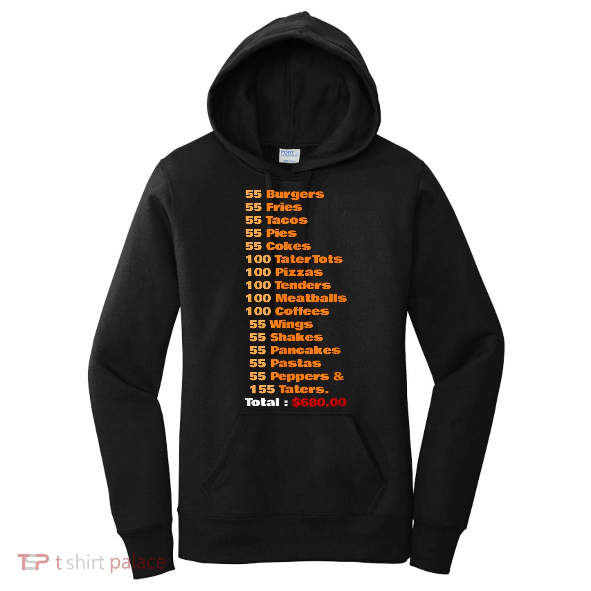 55 Burgers 55 Shakes 55 Fries Think You Should Leave Funny Women's Hoodie