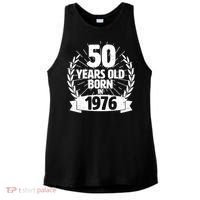 50th Birthday 50 Years Old Born In 1976 Wreath Banner  Ladies PosiCharge Tri-Blend Wicking Tank thumb 0