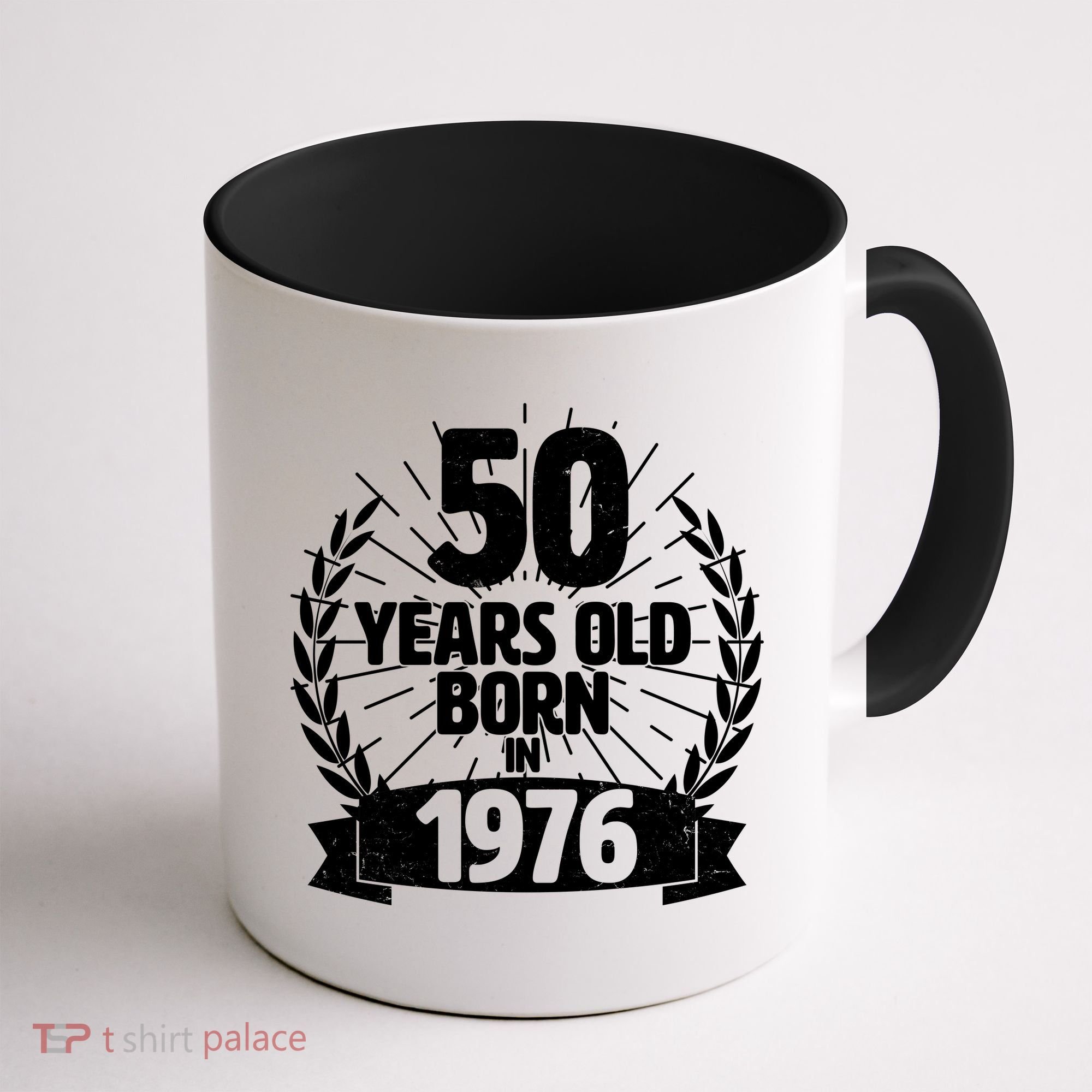 50th Birthday 50 Years Old Born In 1976 Wreath Banner  Coffee Mug