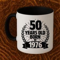 50th Birthday 50 Years Old Born In 1976 Wreath Banner  Coffee Mug thumb 2