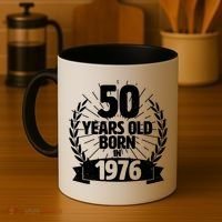 50th Birthday 50 Years Old Born In 1976 Wreath Banner  Coffee Mug thumb 4