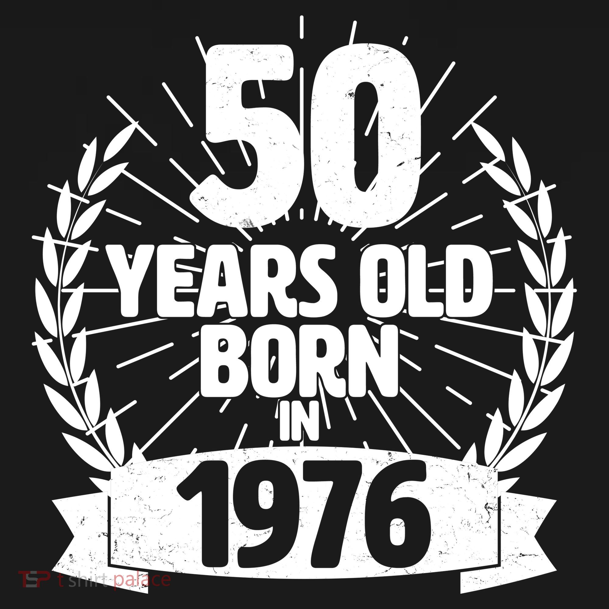 50th Birthday 50 Years Old Born In 1976 Wreath Banner  Women's Hoodie