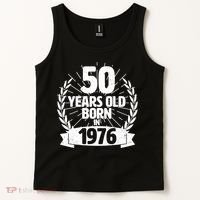 50th Birthday 50 Years Old Born In 1976 Wreath Banner  Tank Top thumb 2