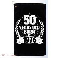 50th Birthday 50 Years Old Born In 1976 Wreath Banner  Golf Towel thumb 0
