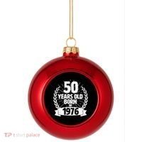 50th Birthday 50 Years Old Born In 1976 Wreath Banner  Plastic Christmas Ball Ornament thumb 0