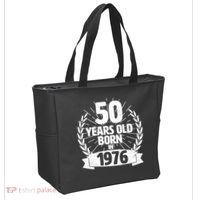 50th Birthday 50 Years Old Born In 1976 Wreath Banner  Tote Bag thumb 2