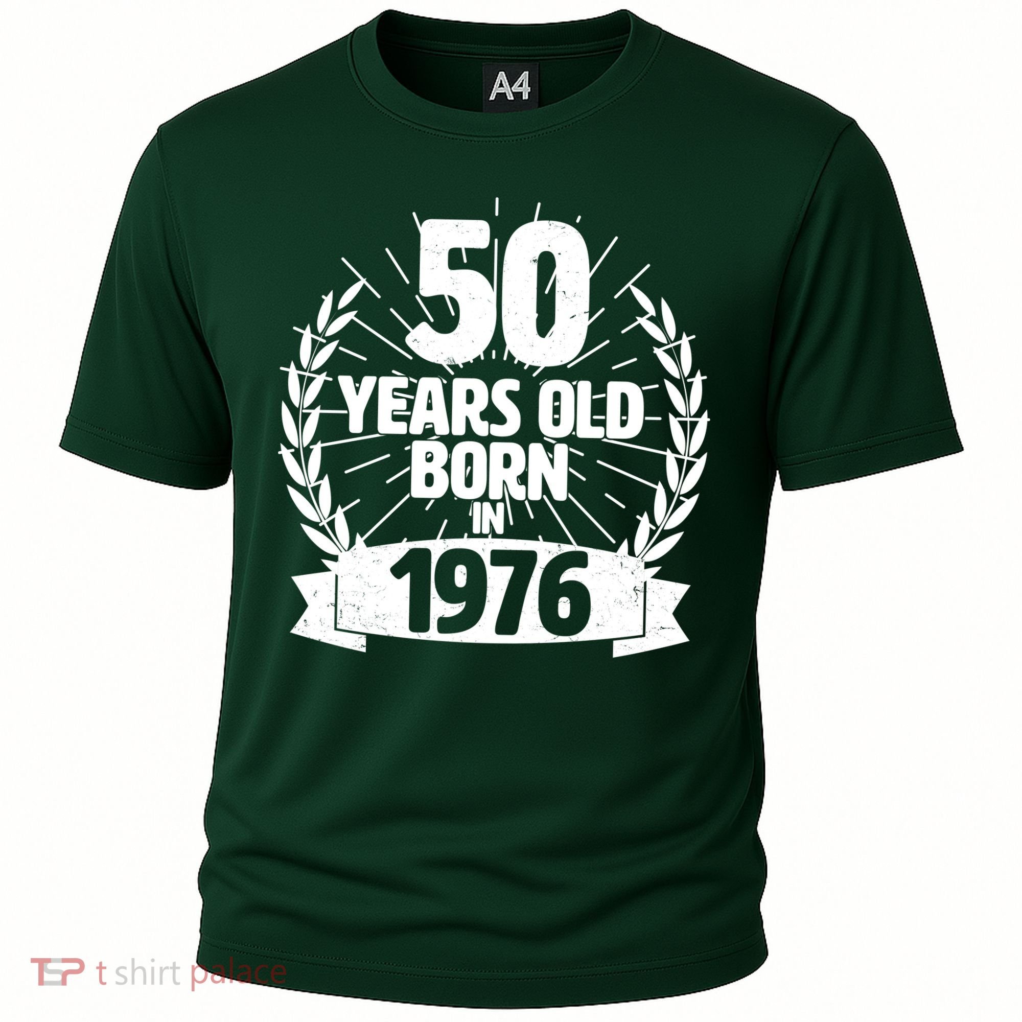 50th Birthday 50 Years Old Born In 1976 Wreath Banner  Cooling Performance Crew T-Shirt