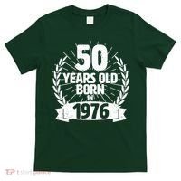 50th Birthday 50 Years Old Born In 1976 Wreath Banner  T-Shirt thumb 0