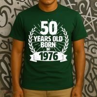 50th Birthday 50 Years Old Born In 1976 Wreath Banner  T-Shirt thumb 3