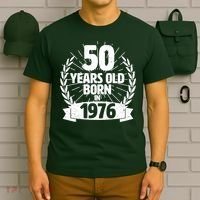 50th Birthday 50 Years Old Born In 1976 Wreath Banner  T-Shirt thumb 6