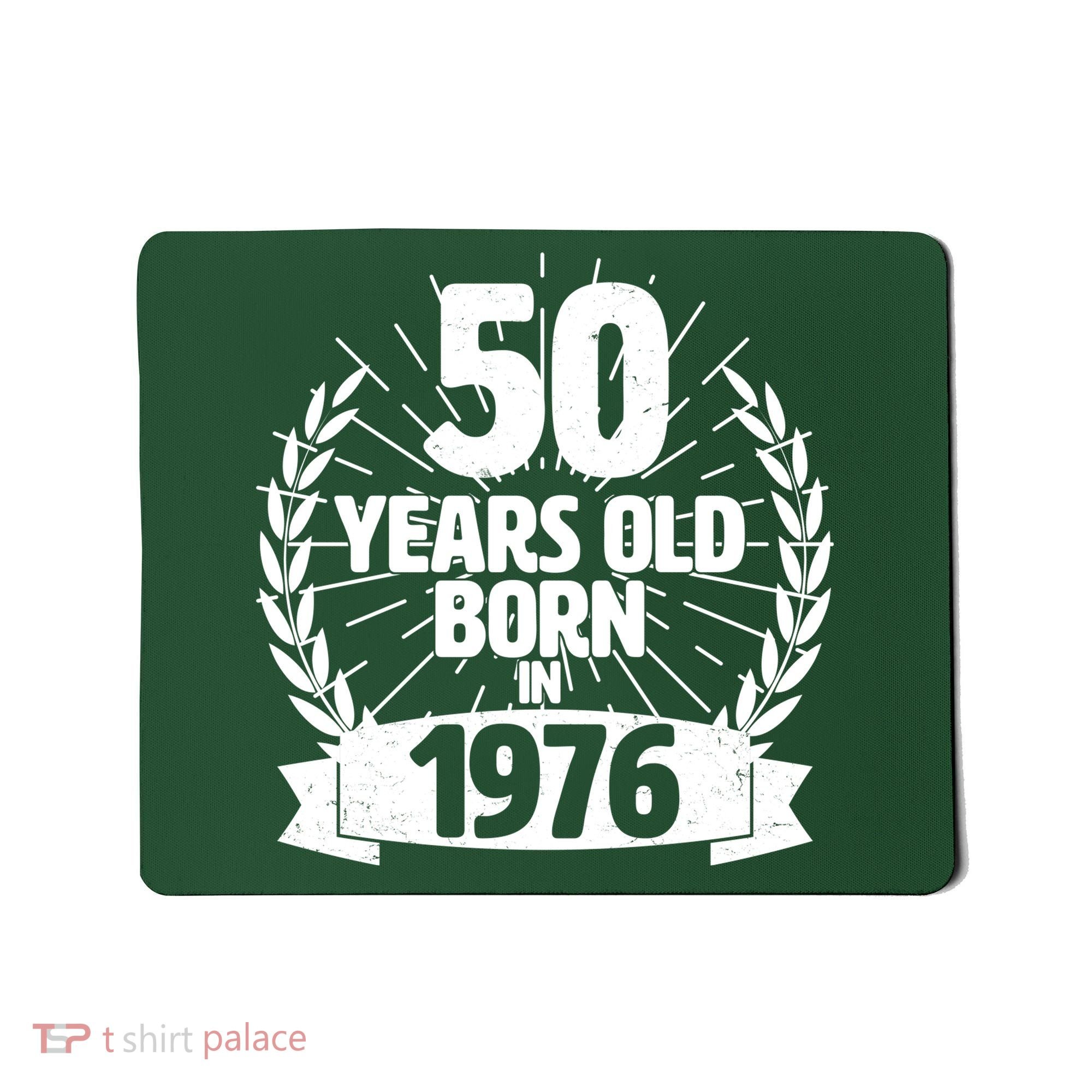 50th Birthday 50 Years Old Born In 1976 Wreath Banner  Mousepad