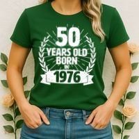 50th Birthday 50 Years Old Born In 1976 Wreath Banner  Women's T-Shirt thumb 2