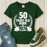 50th Birthday 50 Years Old Born In 1976 Wreath Banner  Women's T-Shirt thumb 3