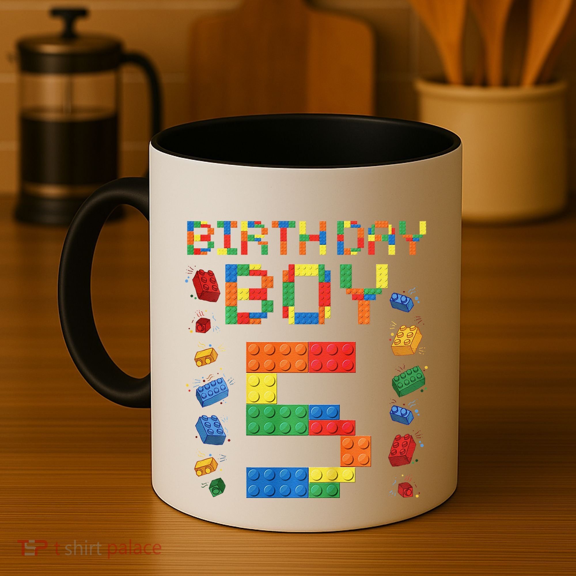 5th Birthday 5 Years Old Block Building Gift Coffee Mug