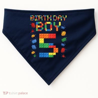 5th Birthday 5 Years Old Block Building Gift USA-Made Doggie Bandana