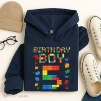 5th Birthday 5 Years Old Block Building Gift Hoodie thumb 4