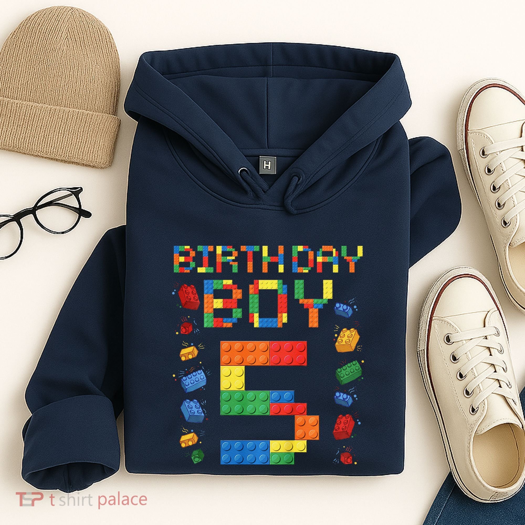 5th Birthday 5 Years Old Block Building Gift Hoodie