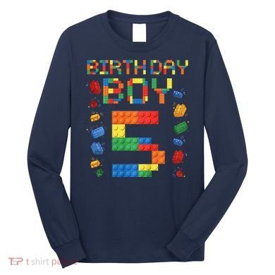 5th Birthday 5 Years Old Block Building Gift Long Sleeve Shirt