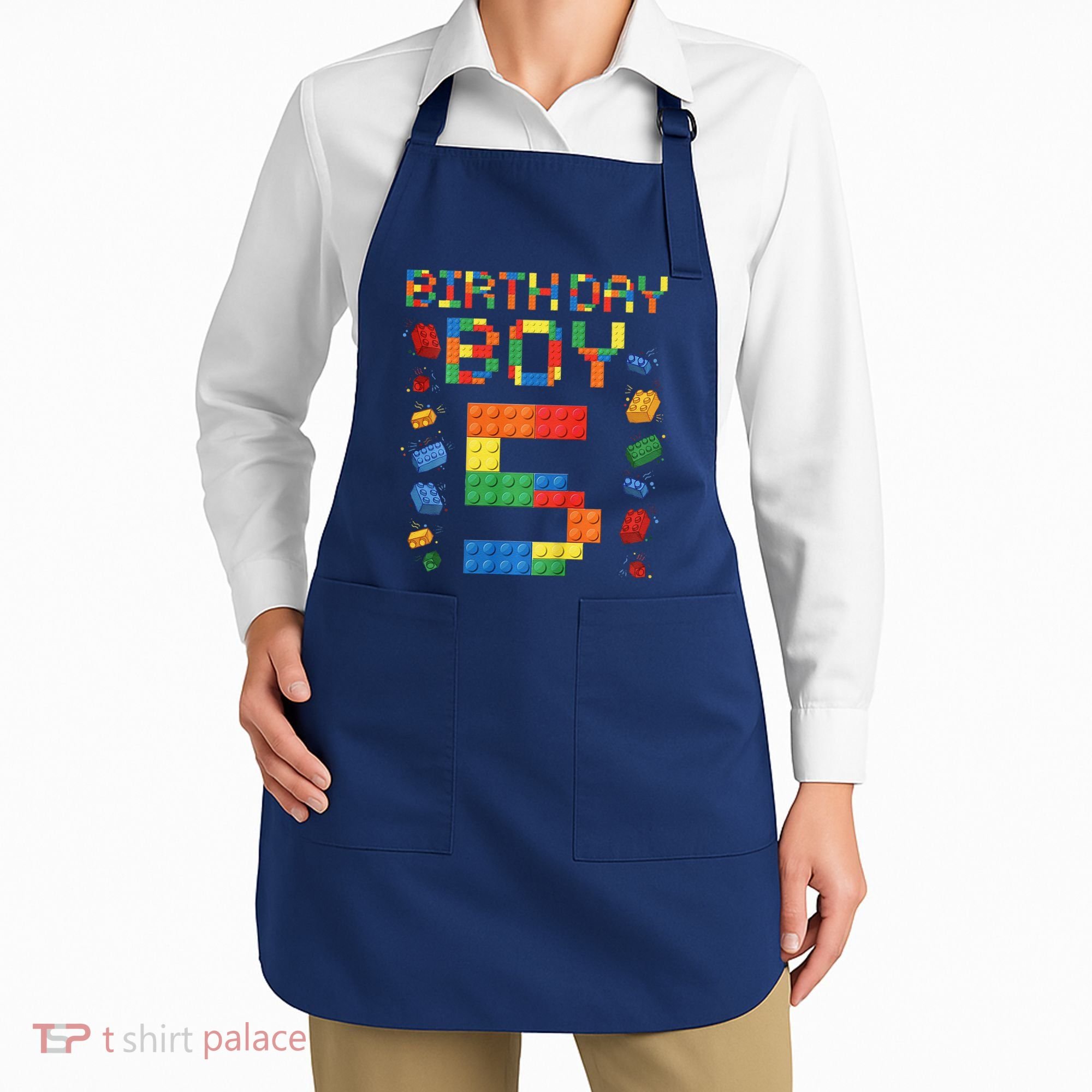 5th Birthday 5 Years Old Block Building Gift Apron