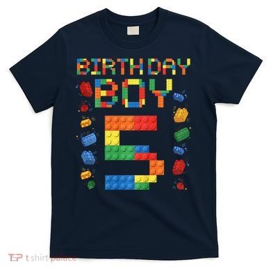 5th Birthday 5 Years Old Block Building Gift T-Shirt