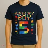 5th Birthday 5 Years Old Block Building Gift T-Shirt thumb 3