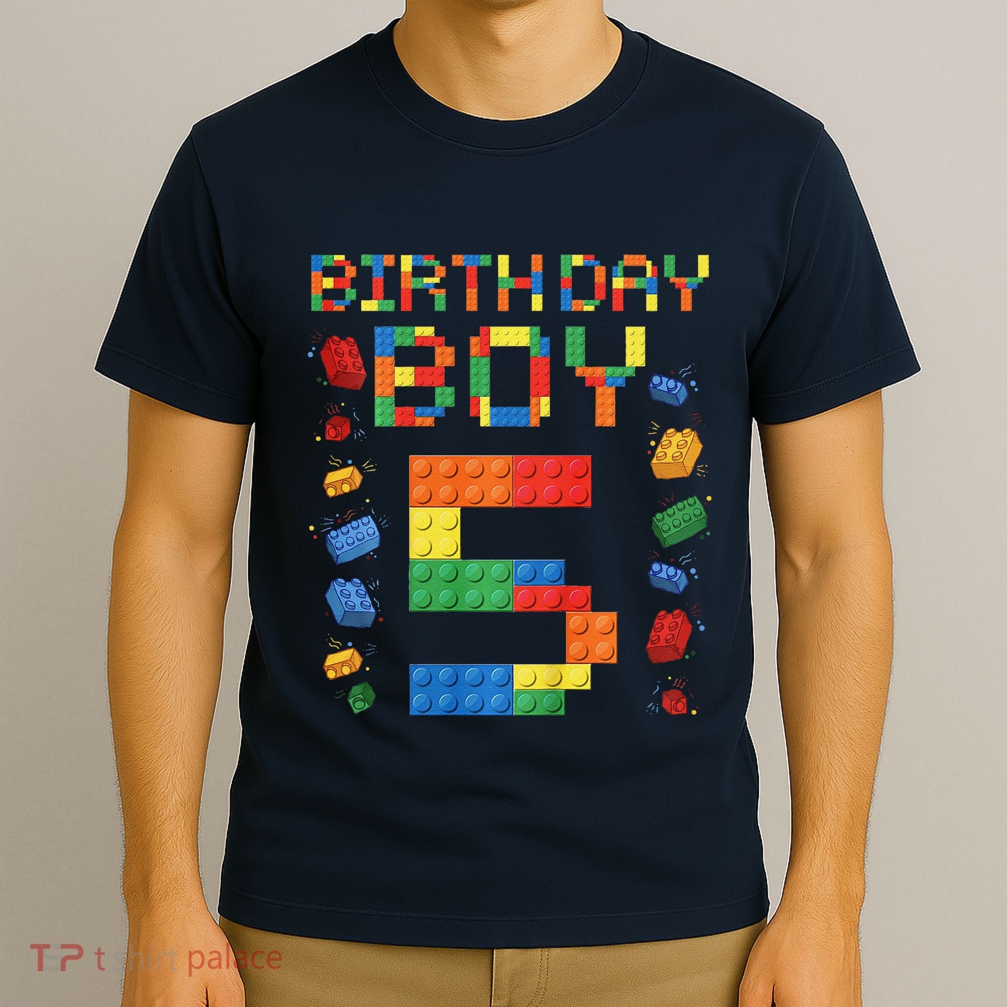 5th Birthday 5 Years Old Block Building Gift T-Shirt
