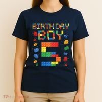 5th Birthday 5 Years Old Block Building Gift T-Shirt thumb 4