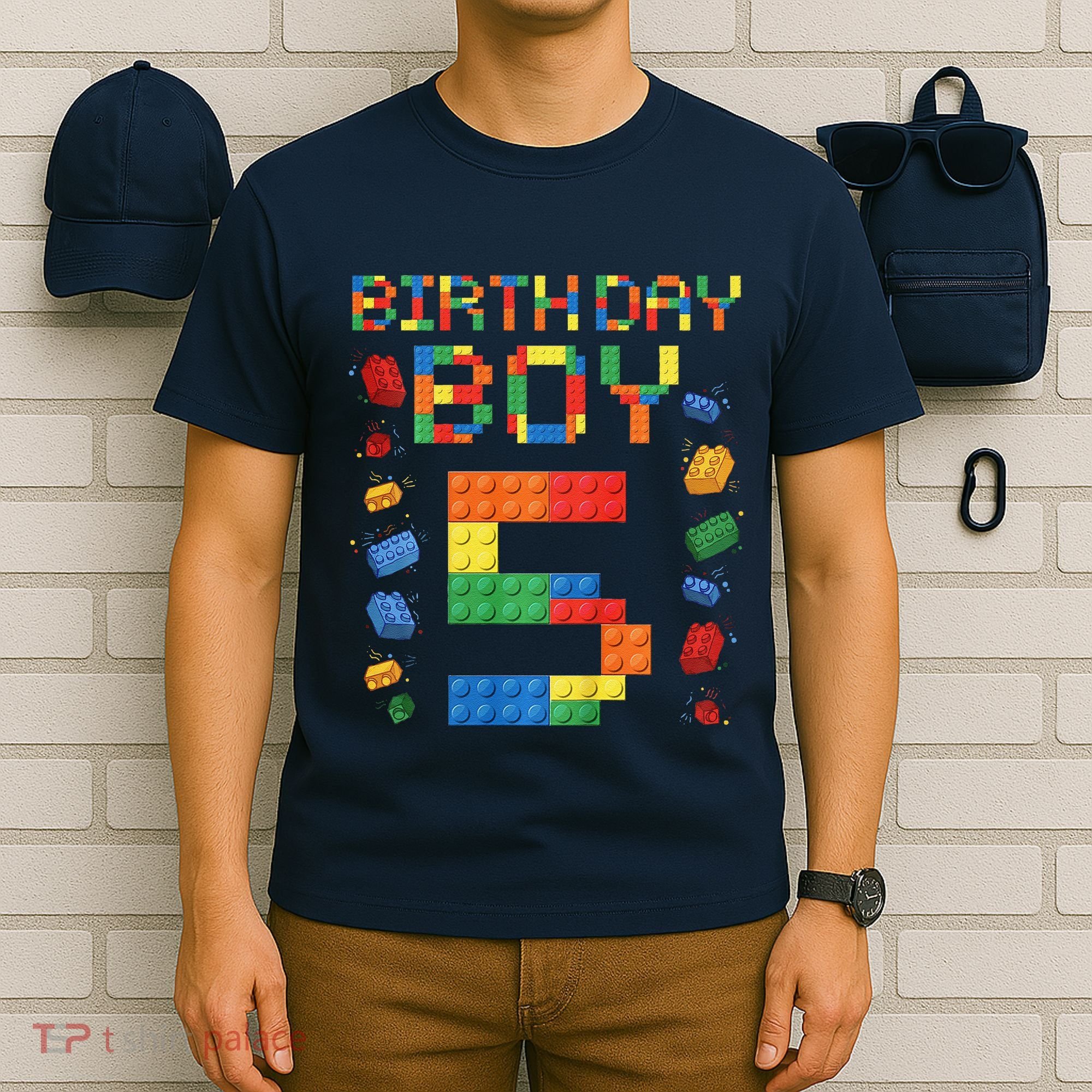 5th Birthday 5 Years Old Block Building Gift T-Shirt