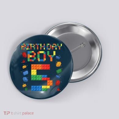 5th Birthday 5 Years Old Block Building Gift Button